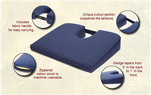 Lift Cushion Portable Lumbar Back Support Pillow for Car - Coccyx, Tailbone and Back Support Cushion for Office Chair, Lumbar Wedge Extended Extra Large - Tush-Cush Orthopedic Seat Cushion, Navy Blue