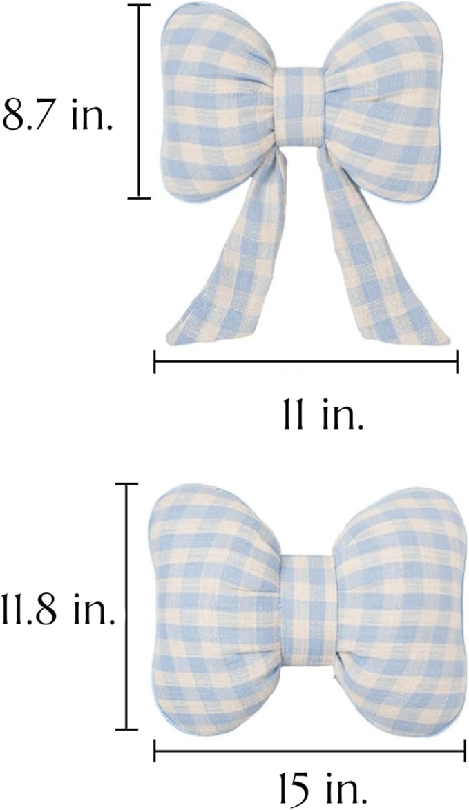 Car Accessories Plaid Bow Headrest Lumbar Pillow 4PCs Set Cotton Linen Elegant Soft Car Seat Cushions for Daily Commuting Trave (Pink Plaid,4pcs)