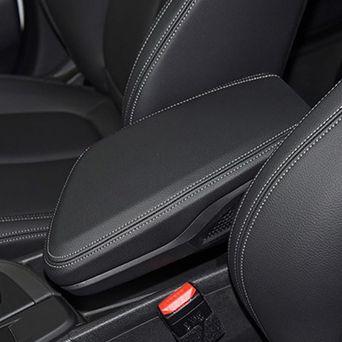 O SHI CAR Center Console Armrest Cover for BMW X1 2016 2017 2018 2019 2020 2021,Leather Middle Console Lid Cover Pad Protector Elbow Arm Rest Covering Car,Black Gray
