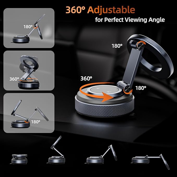 2026 Upgraded Magnetic Phone Holder for Car [Strongest Magnet Power & Premium Aluminum Alloy] 360° Adjustable Car Phone Mount for Magsafe, Cell Phone Holders for iPhone 17 Pro Max 16-12 Series