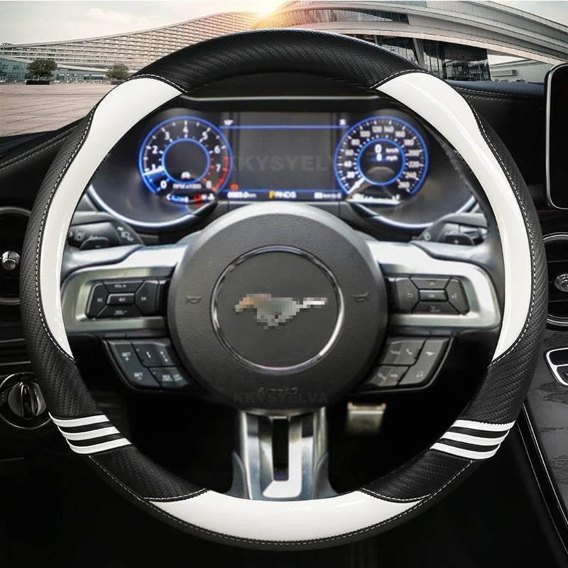 Ford Mustang Carbon Fiber Leather Steering Wheel Cover